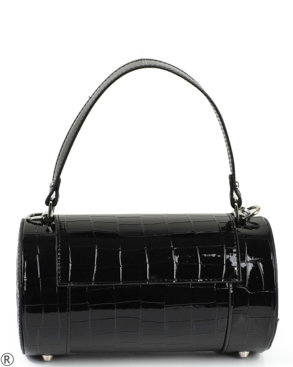 Елегантна черна чанта с кроко принт- Eimy Black