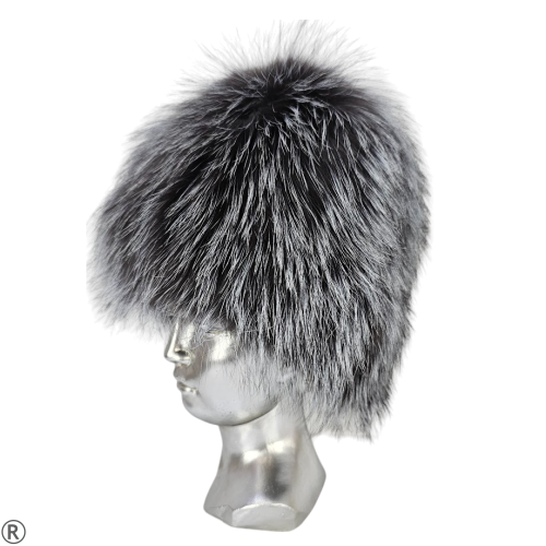 Дамска луксозна шапка от естествен косъм на сребърна лисица- Edelina Grey