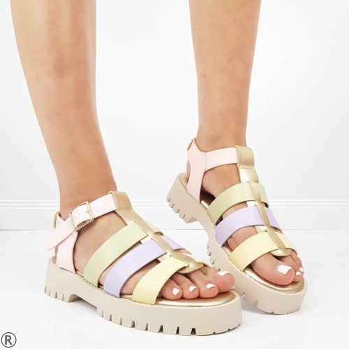 Равни многоцветни сандали на платформа- Krista Мulticolor