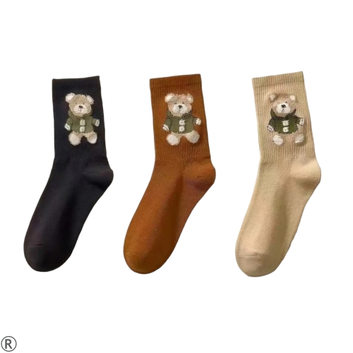 Сет от три чифта чорапи със сладко мече Teddy bear black
