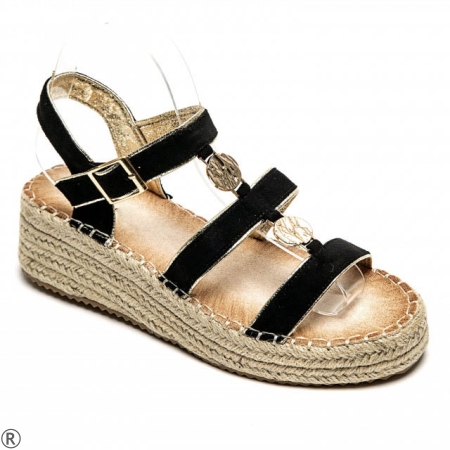 Черни сандали на платформа- Edita Black 10490