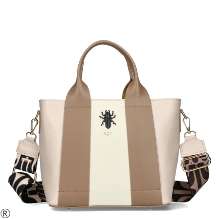 Бежова чанта от естествена кожа с две лица- EGO Beige 10500