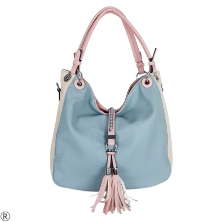 Цветна дамска чанта тип торба- Hali Blue 10549