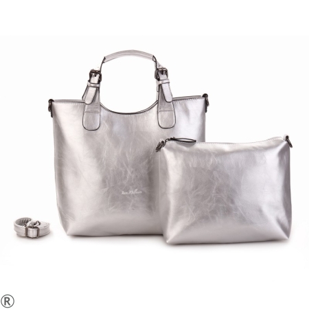 Сребриста дамска чанта- INES DELAURE Silver 10618