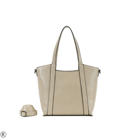 Бежова дамска чанта с дълги дръжки- INES DELAURE Beige 10620
