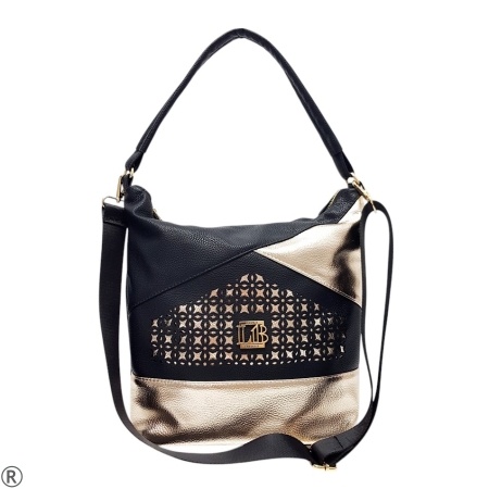 Чанта в черно и златно- Laura Biaggi Black Gold 10644