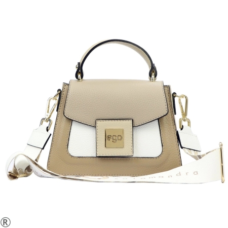 Бежова дамска чанта от естествена кожа- EGO Beige 10970