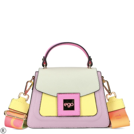 Цветна дамска чанта от естествена кожа- EGO Multicolored 10971