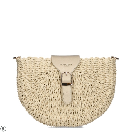 Плетена бежова чанта за през рамо- Flora & Co Beige 10979