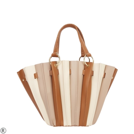 Дамска чанта в бежово и кафяво- Steisi Beige 11031