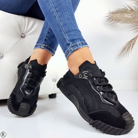 Черни равни маратонки- Sisi Black 11200