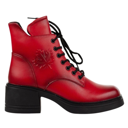 Червени дамски боти от естествена кожа- Zina Red 11241