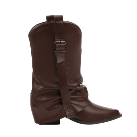 Кафяви каубойски боти на ток- Ines Brown 11306