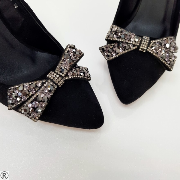 Дамски елегантни обувки на тънък ток- Liona Black