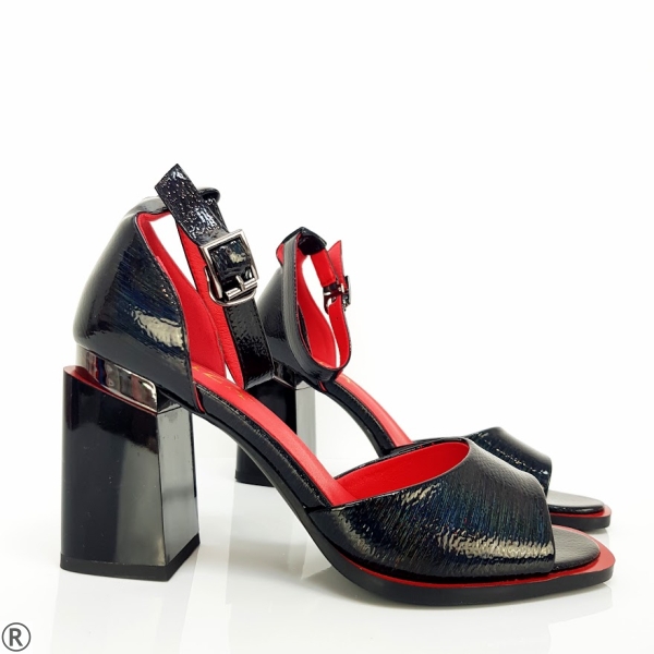 Елегантни сандали черен цвят лак- Linna Black
