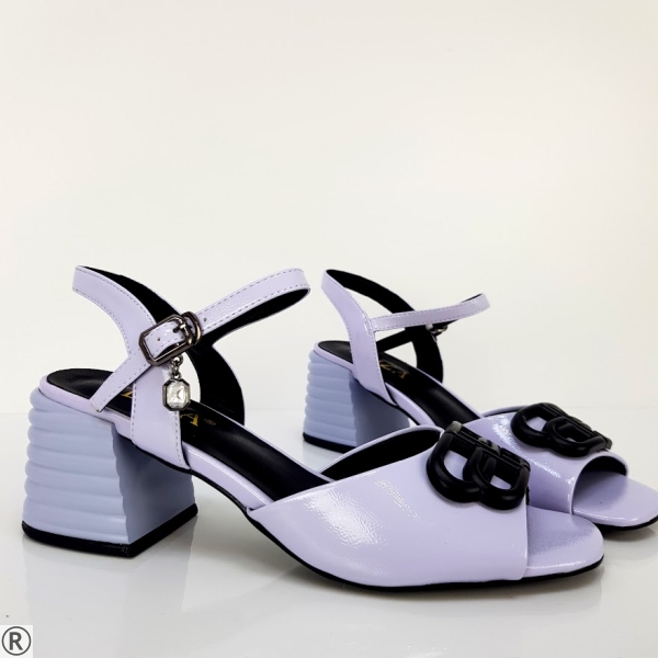 Дамски сандали на широк ток в лилав цвят- Adena Purple