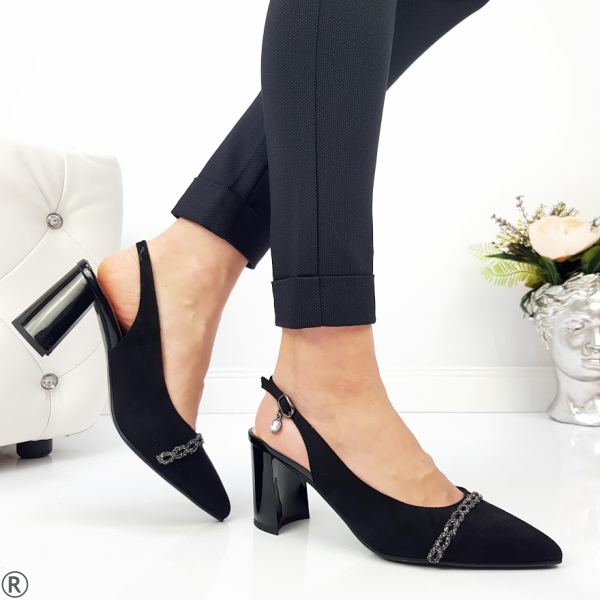 Дамски елегантни обувки в черен цвят от велур - Melina Black