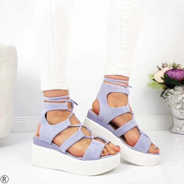 Дамски сандали на платформа в лилав цвят- Penny Purple