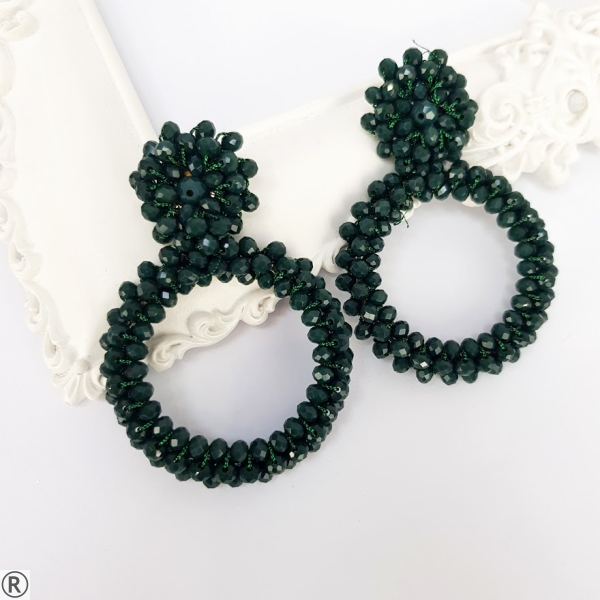 Дамски обеци зелени халки- Melina