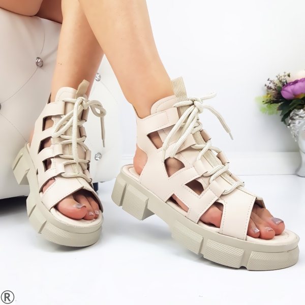 Дамски ежедневни сандали на платформа- Stilana beige