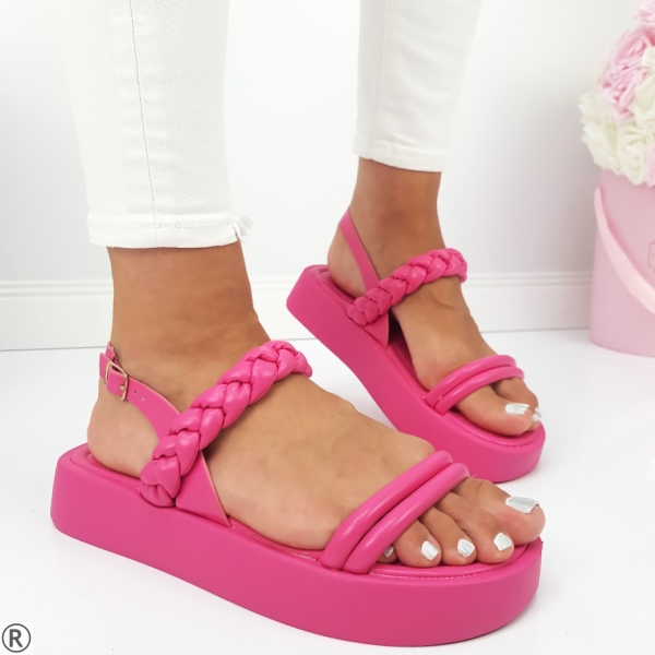 Дамски сандали на платформа в цикламен цвят- Vivian Fuchsia