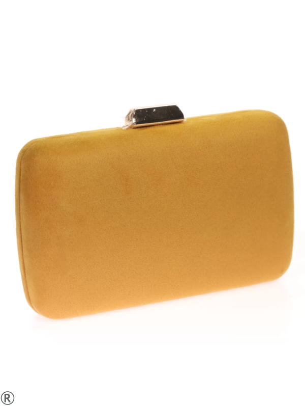 Дамска парти чанта в цвят горчица от велур- Denis