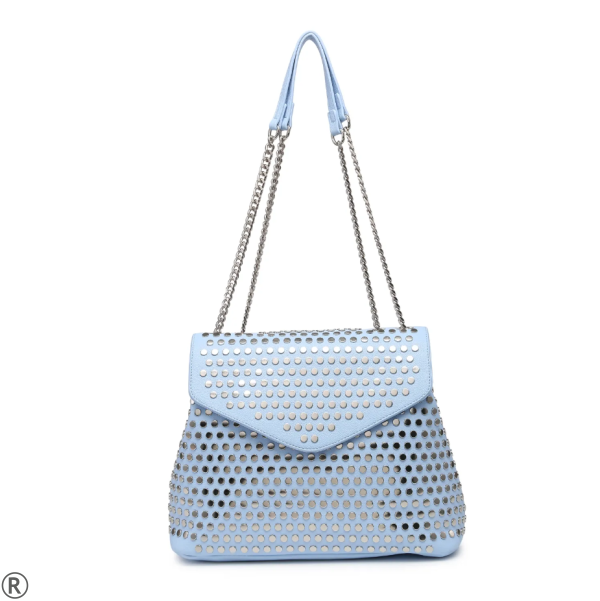 Дамска чанта в син цвят с капси- Oliv Blue