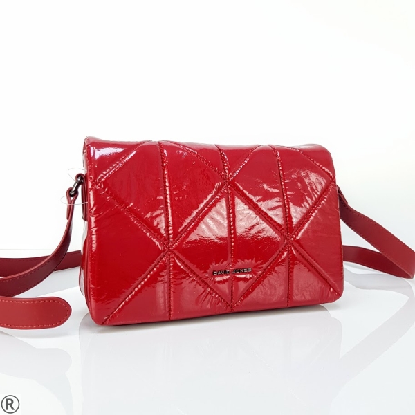 Дамска чанта в червен лак за рамо- Brooklyn Red