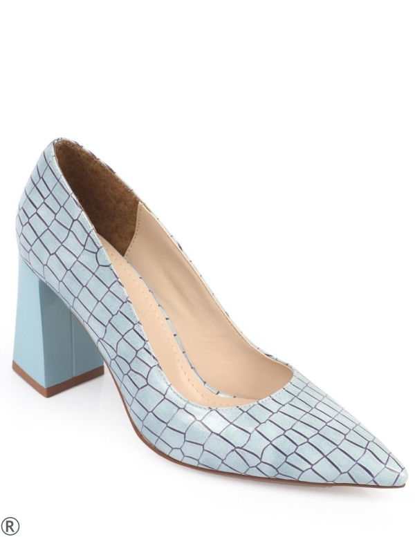 Дамски обувки на широк ток в син цвят- Laura Blue