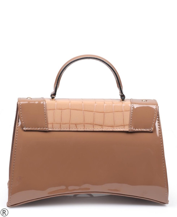 Елегантна чанта в кафяв лак- Zara Brown