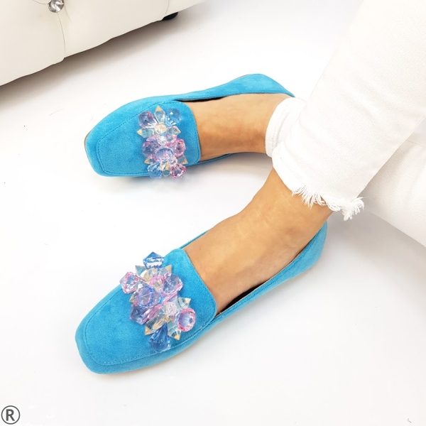Ежедневни обувки в син цвят с камъни- Izabel Blue