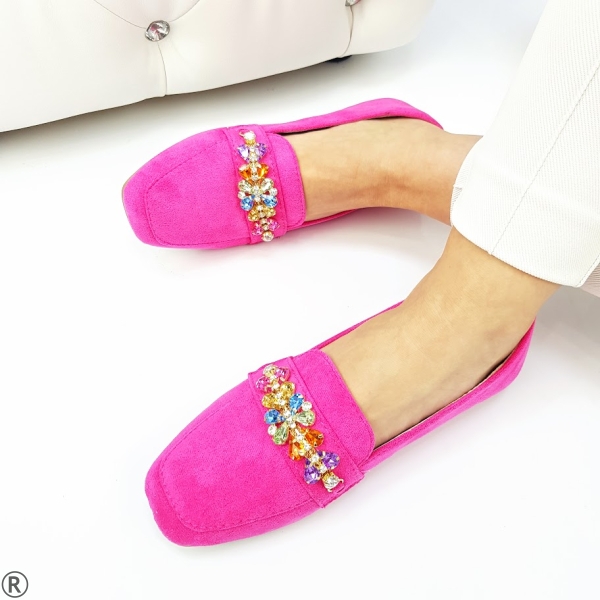 Дамски цикламени обувки с камъни- Fiorella Pink