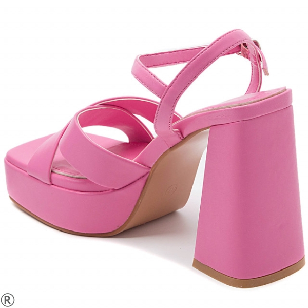 Дамски сандали на висок ток и платформа розови- Renata