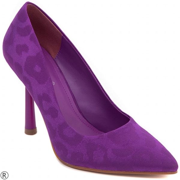 Дамски елегантни обувки от лилав сатен - Claudia Purple
