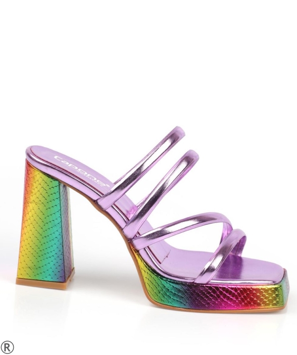 Многоцветни чехли на ток и платформа- Katalina