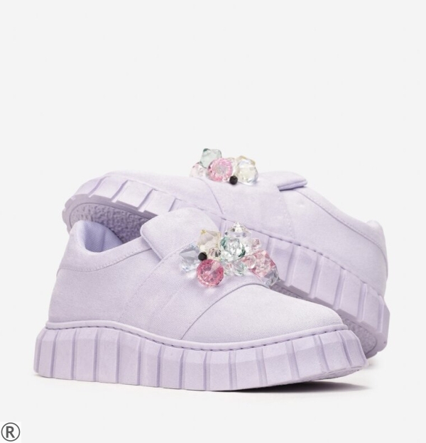 Дамски спортни обувки в лилав цвят с камъни- Sharon Purple