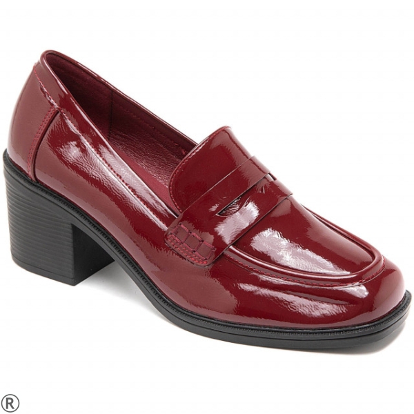 Елегантни обувки в цвят бордо на широк ток- Amanda 