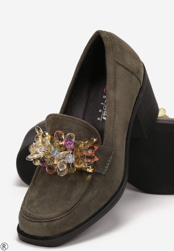 Ежедневни обувки на широк ток с камъни- Denira Green