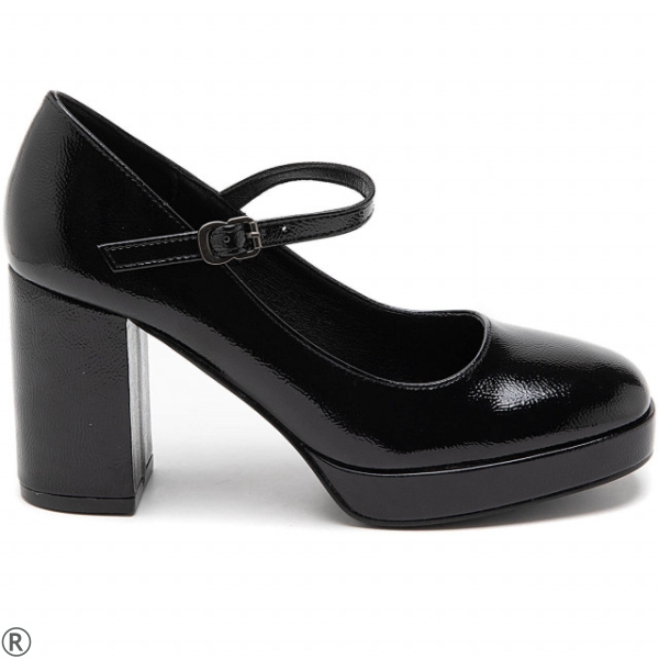 Елегантни обувки в черен лак на ток и платформа- Prey Black