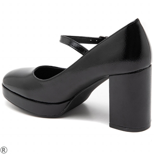 Елегантни обувки в черен лак на ток и платформа- Prey Black