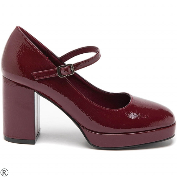 Елегантни обувки в цвят бордо на ток и платформа- Prey 