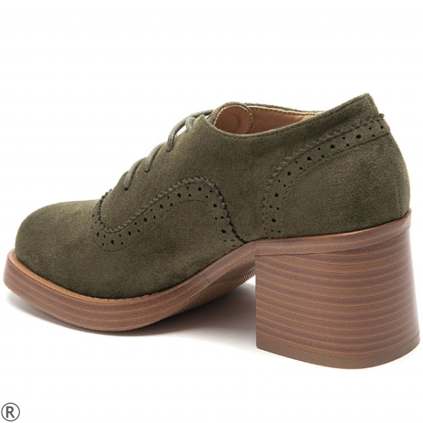 Обувки на широк ток и платформа в зелен цвят- Biana Green