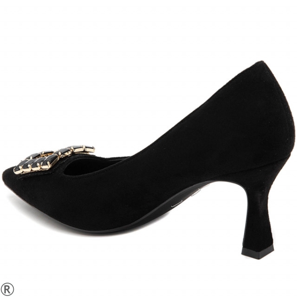 Елегантни черни обувки от велур- Tea Black