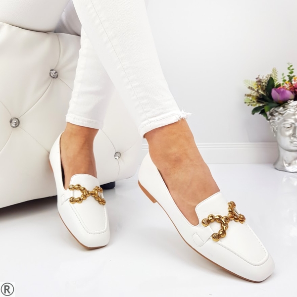 Равни обувки в бял цвят- Elia White
