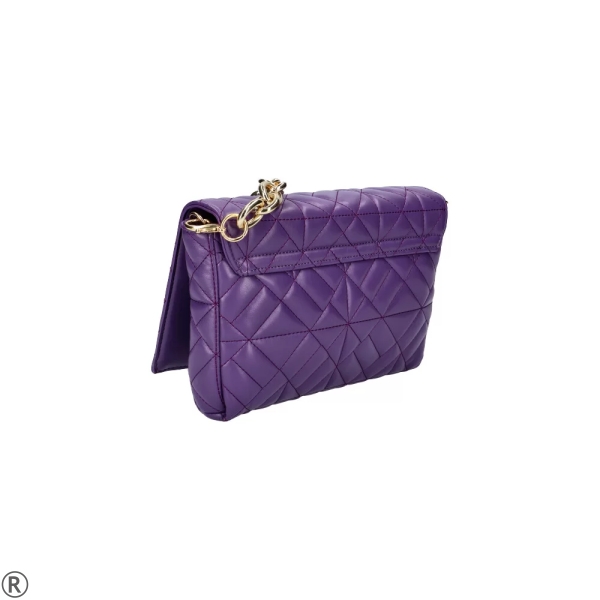 Елегантна чанта в лилав цвят със златна дръжка- Sesil Dark purple