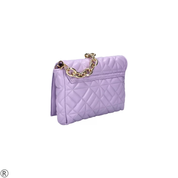 Елегантна чанта в лилав цвят със златна дръжка- Sesil Purple