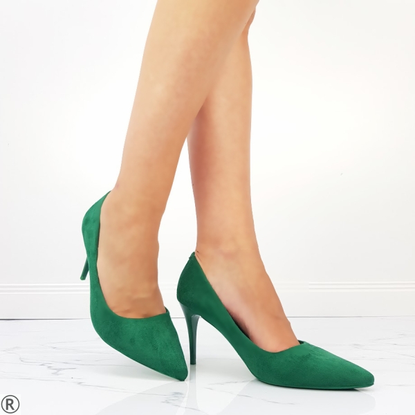 Елегантни дамски обувки в зелен велур- Annika Green