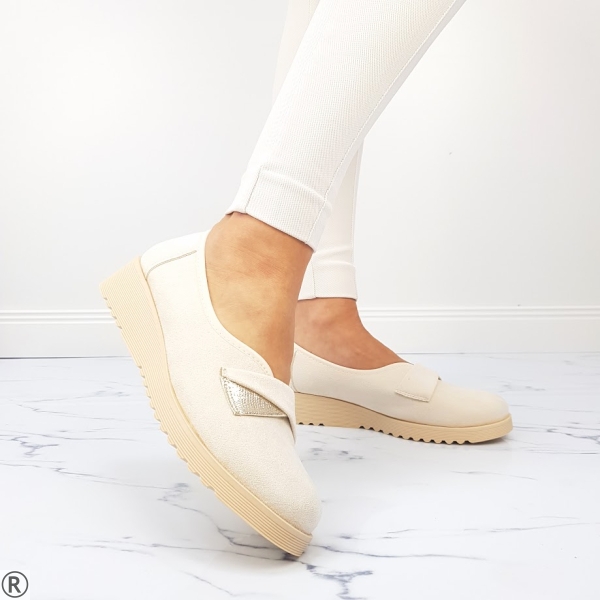 Дамски ежедневни обувки в бежов цвят- Mira Beige