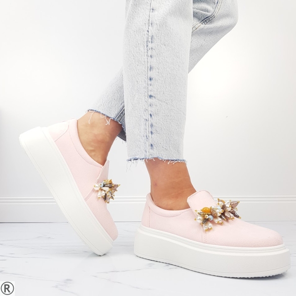 Розови дамски обувки с камъни- Shiila Pink