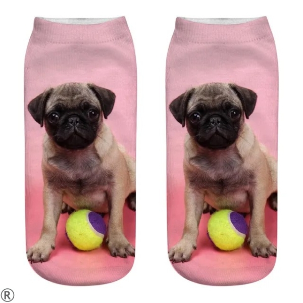 Сет от дамски чорапи с кученце Мопс